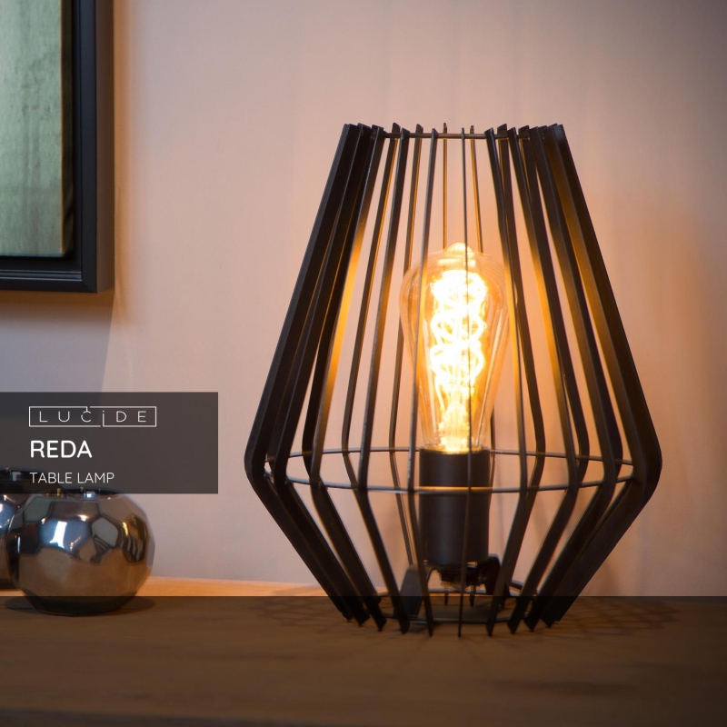Lucide REDA - Stolná lampa - 1xE27 - Čierna